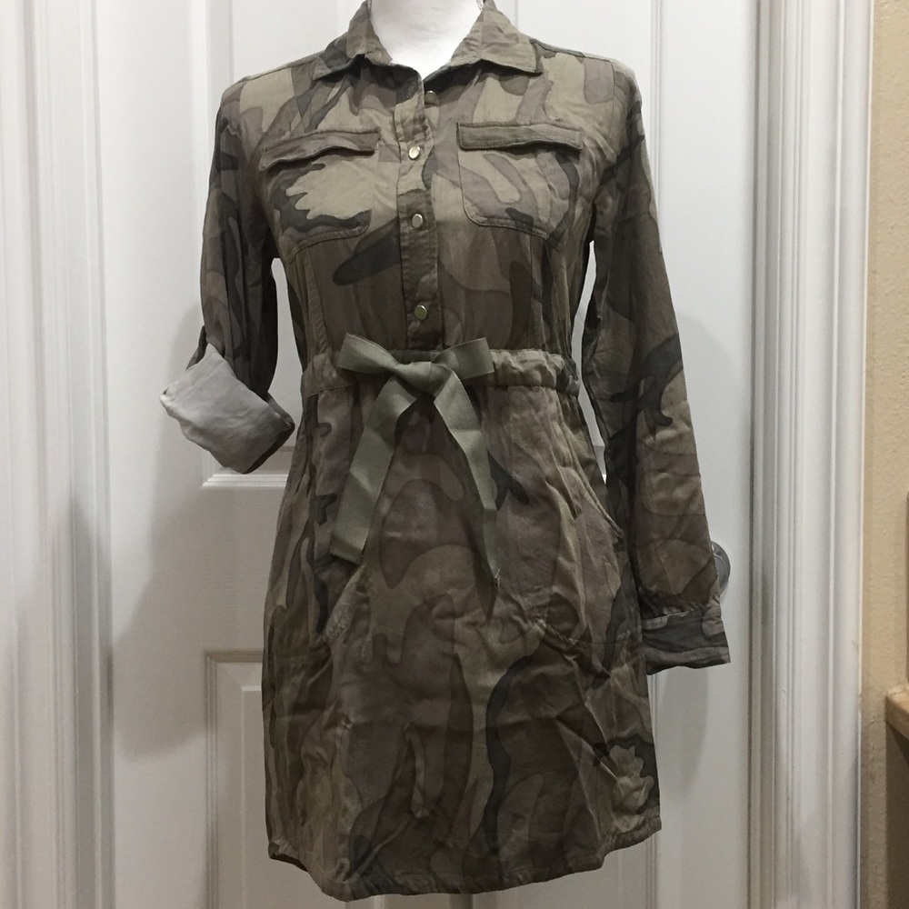 Japna Camo Print Shirt Dress